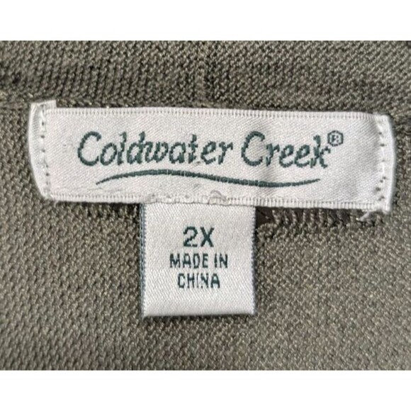 Coldwater Creek Women's 2X Knit Green Gold Sparkly Cowl Neck Top Festive Holiday - Picture 4 of 16